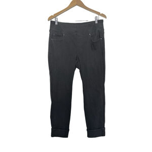 Belle by Kim Gravel Flexibelle Black Jeans Size 14 Pull On Stretch Cuff Pockets